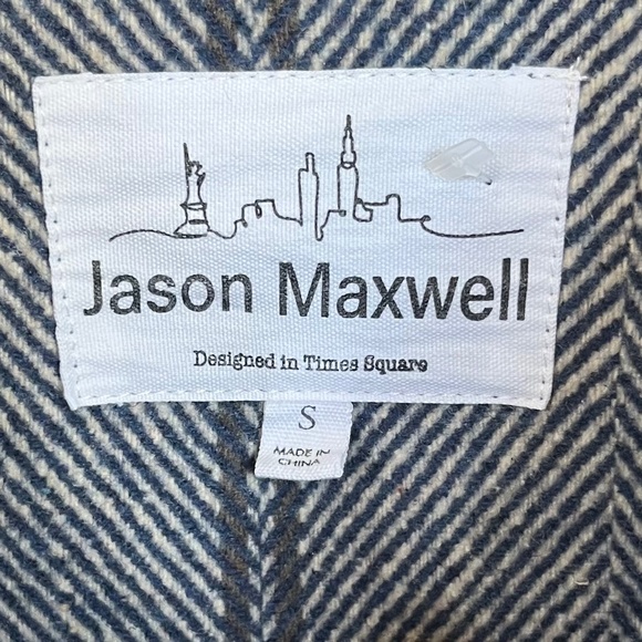 Jason Maxwell Blue & Tan Plaid Button Up Heavyweight Shirt Jacket Size S - Picture 8 of 10